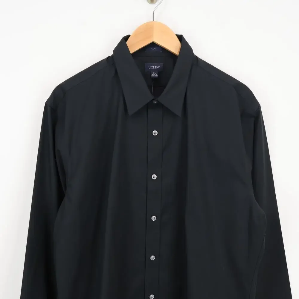 J.Crew Men's Bowery Wrinkle Free Dress Shirt Point Collar Black Size XL NWT